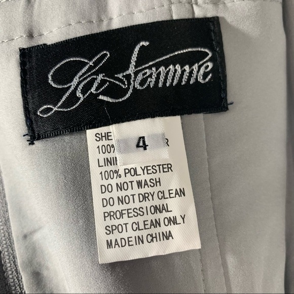 La Femme 28053 Silver Embroidered Gown - Picture 6 of 11